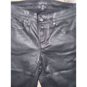 Eileen Fisher Waxed‎ Skinny Jeans Women's 4 Black Coated Organic Cotton Denim